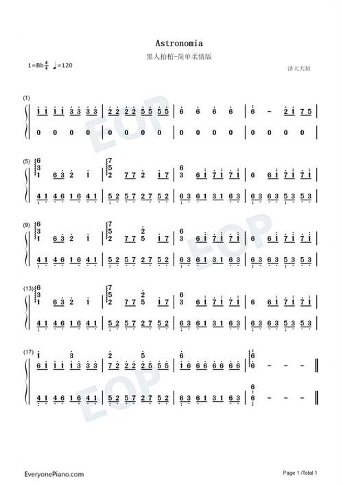 黑人抬棺astronomia简单柔情版钢琴数字简谱