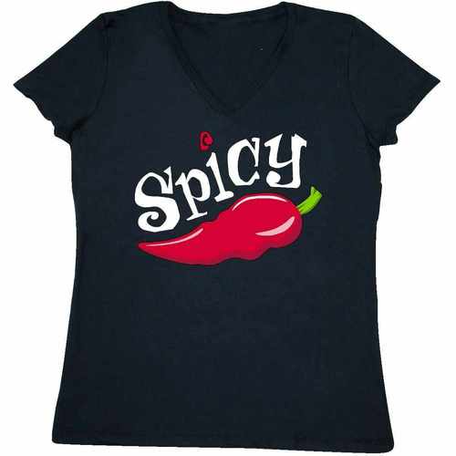 inktastic spicy hot chili pepper women"s v-neck t-shirt cuisine