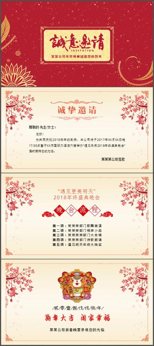 金色大气公司年终晚宴邀请函ppt模板