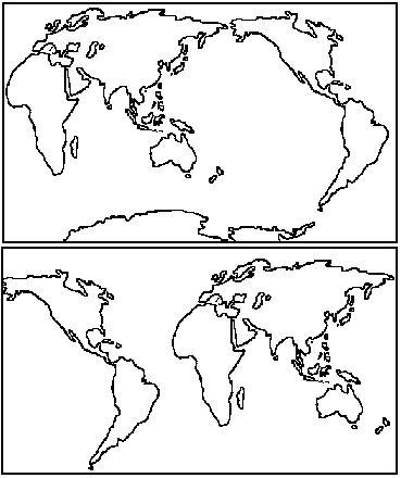 求张黑白线条的世界地图 地理课件需要