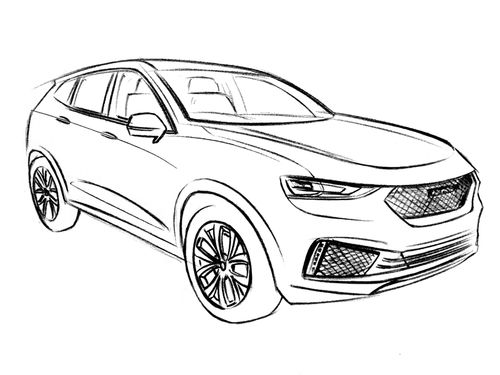 碟中谍中国造最美suv长城哈弗h7coupe手绘效果图