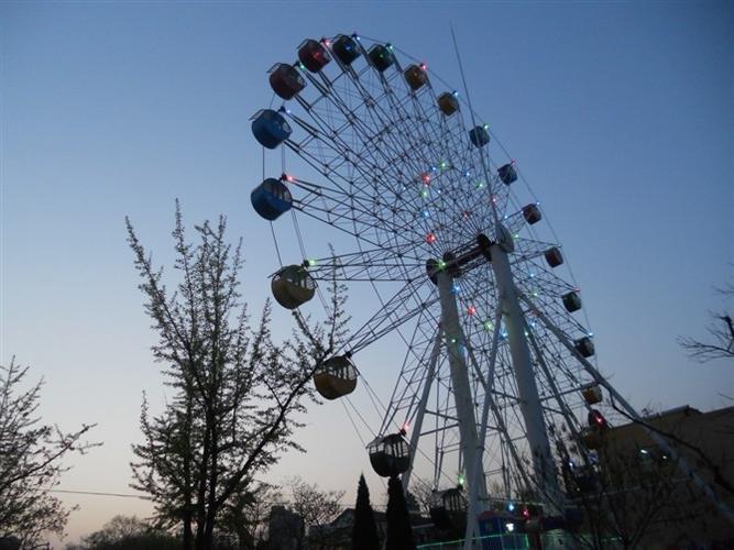 到达星海的时候,天还没黑,不过星海的摩天轮的彩灯都亮了,挺好看的.