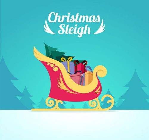 卡通圣诞雪橇矢量素材