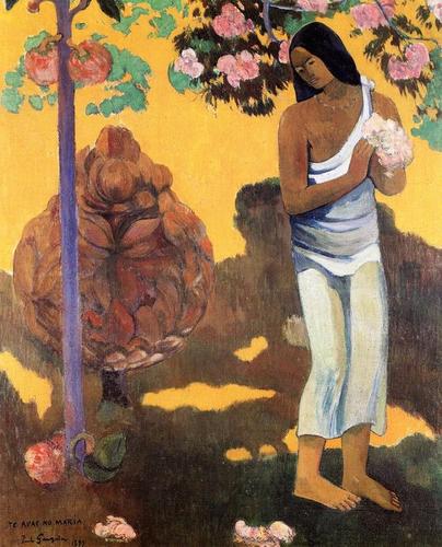场景人物油画:在阿尔勒竞技场,塔希提妇女-高更|美术