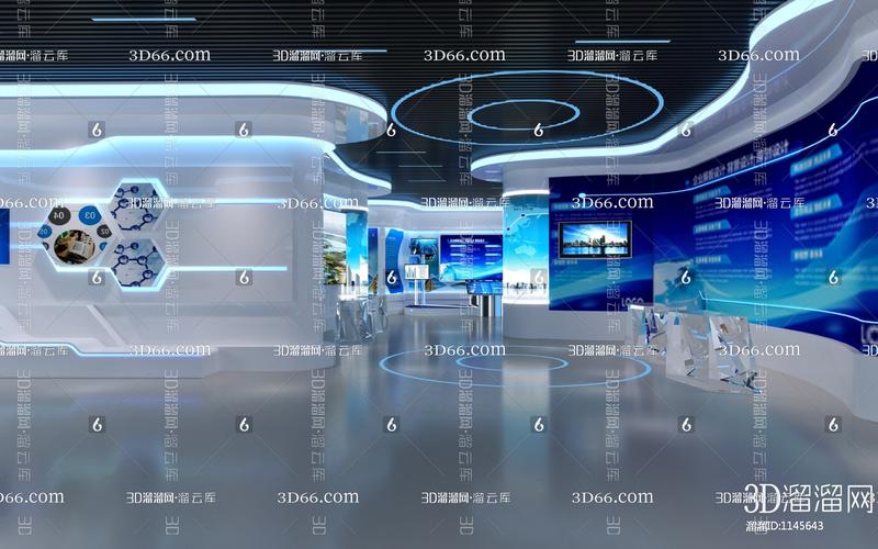 现代展厅装修效果图3d模型下载
