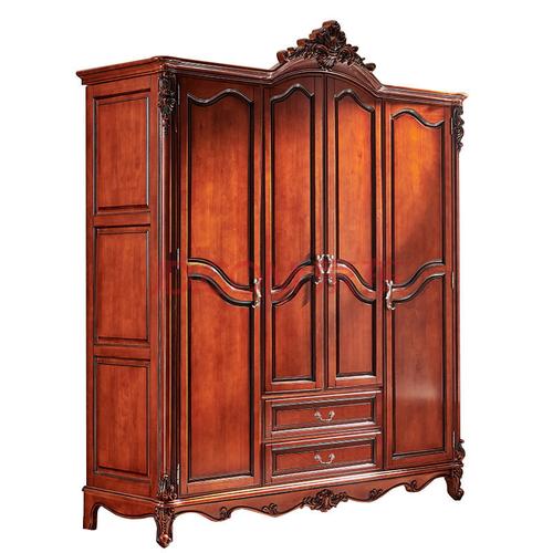欧式纯实木衣柜手工雕花别墅美式卧室整体四门大衣柜带抽屉衣橱柜 1.