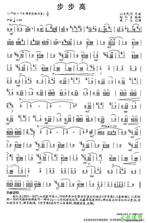 笛子简谱步步高山东民乐赵仁玉编曲版