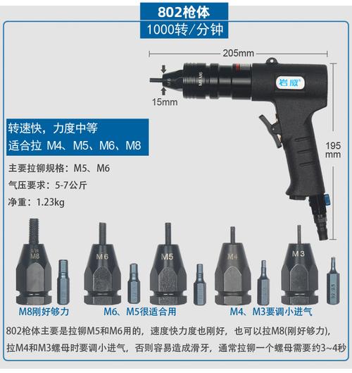 气动拉铆螺母枪 拉母抢拉帽枪罗卯拉姆铆钉半自动柳螺丝枪头工具 801