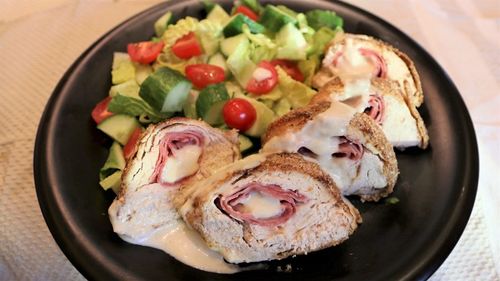 easy keto chicken cordon bleu with dijon cream sauce