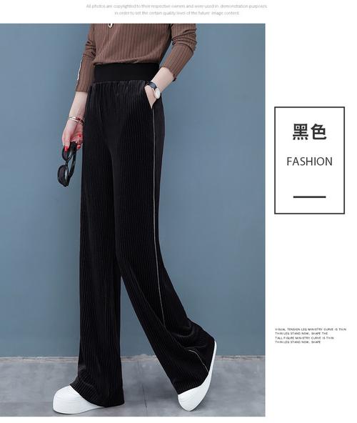 金丝绒2020年新款流行春季超火cec裤子女阔腿裤子ulzzang直筒高腰