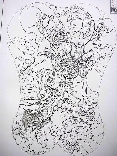 满背关公纹身手稿图片满背关公纹身手稿图片下载