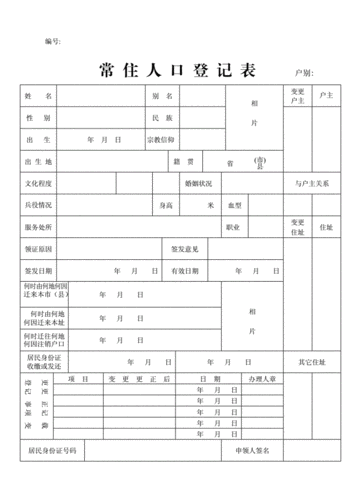 常住人口登记表(老版)备课讲稿.doc 2页