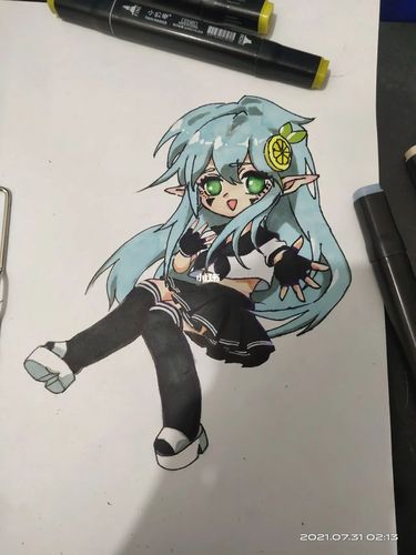 凹凸世界安莉洁 摸鱼勿喷_凹凸世界_手绘_马克笔_绘画