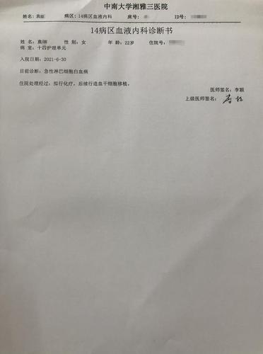 长沙女子确诊白血病需骨髓配型,父亲无奈吐露保守了22