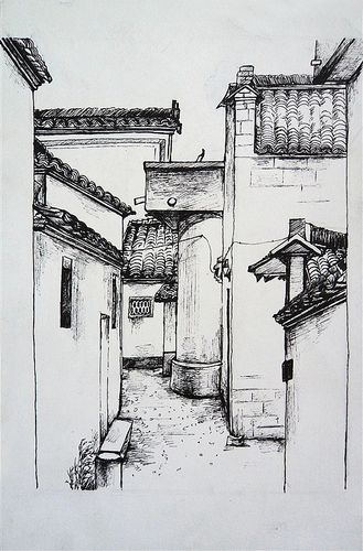 手绘 宏村