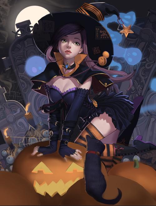 万圣节女巫临摹|插画|游戏原画|阿橙等风来 - 原创作品 - 站酷 (zcool