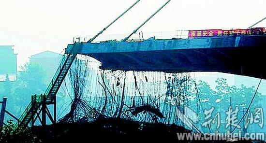 湖北一在建大桥局部坍塌 事故导致1死10伤(图)