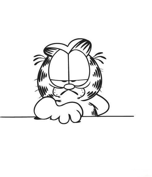 加菲猫不高兴 卡通动漫简笔画