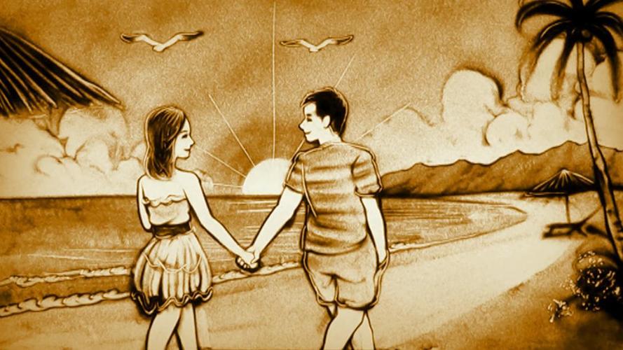 爱情沙画:dj情歌《 情不自禁爱上你》,一生只牵你的手,生生世世不分离