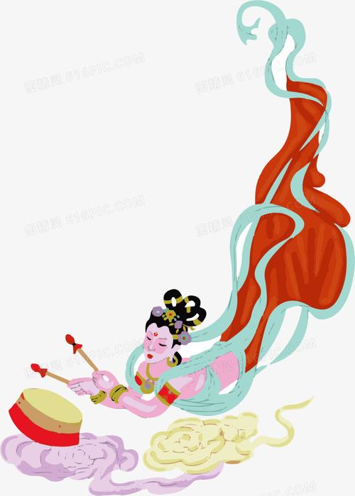 矢量手绘飞天仙女