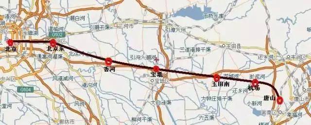京唐城际铁路全线共设置车站7座 分别为北京城市副中心站,燕郊站,大厂