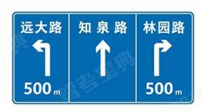 > d,分岔处预告c,分道信息预告b,车道方向预告a,交叉路口预告这个标志