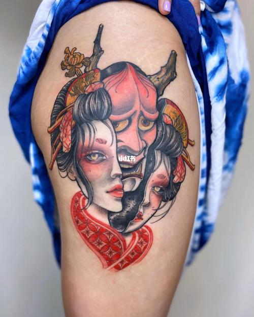 艺妓纹身 般若纹身 花旦纹身 狐狸面具纹身_纹身_面具