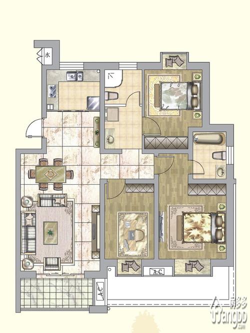 碧水佳园二期3室2厅2卫户型图