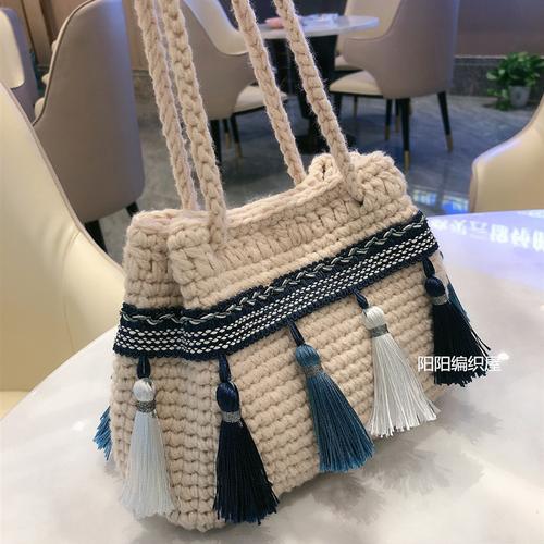 diy手工编织毛线材料包自制原创钩针手提斜跨女包民族