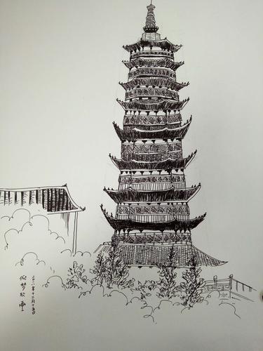 写生班作品――万佛塔