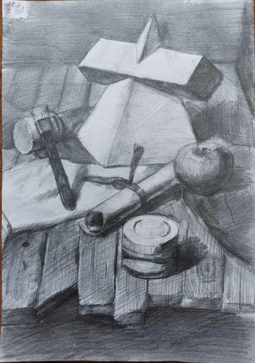 小高初中生素描班——几何石膏体静物(二)