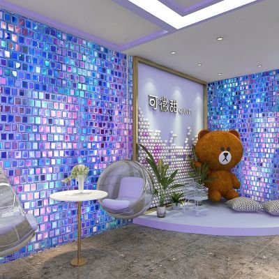 网红打卡拍照背景墙壁纸ins个性灯光主题3d立体壁画ktv奶茶店墙纸