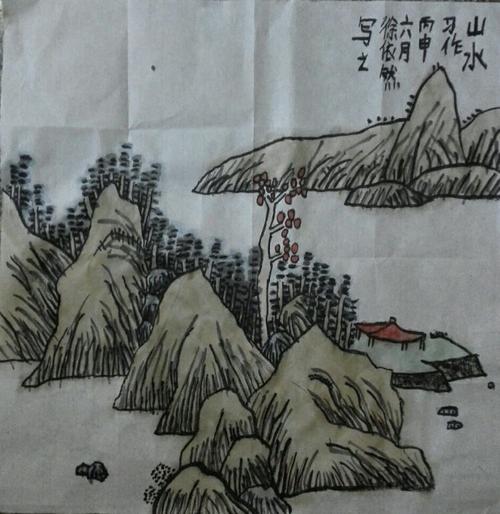 一二年级学生暑假山水画习作