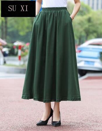 棉麻半身裙气质文艺复古棉麻半身裙子女宽松版春夏季新款民族风棉麻