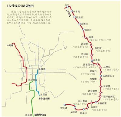 其中换乘站13座;设计方案将展示30天征集民意   新京报讯 地铁16号线