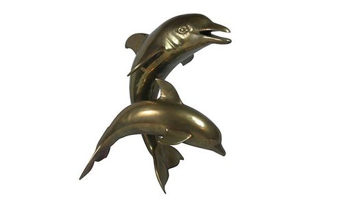 供应海洋生物海豚雕塑 定制铜雕动物海豚摆件fftds-927