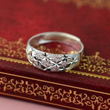 众蝶福字s999银戒指男士女足银戒指开口活口指环可调节银戒子送长辈