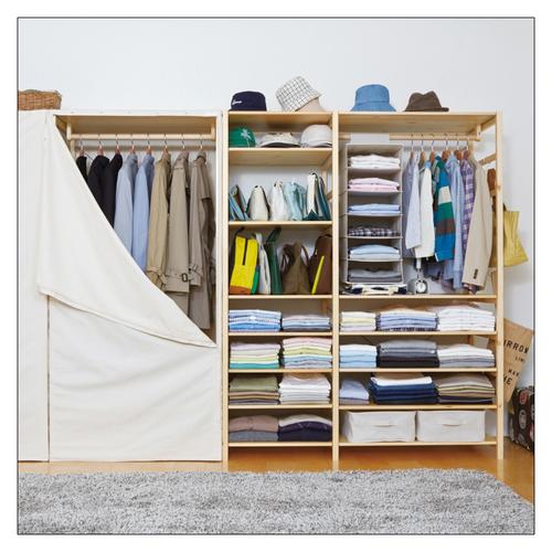 松木衣柜 muji 无印良品挂衣架 现代简约日式原木色衣柜