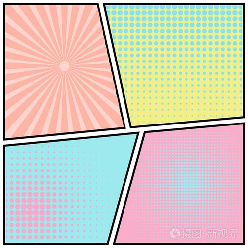 概念向量漫画波普艺术风格空白布局模板与云梁和孤立的点上背景图案