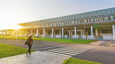 国内新闻 图为埃塞俄比亚首都亚的斯亚贝巴博莱国际机场新航站楼外景.