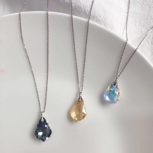 施华洛世奇水晶元素枫叶吊坠925纯银项链女 欧美choker银饰品定制