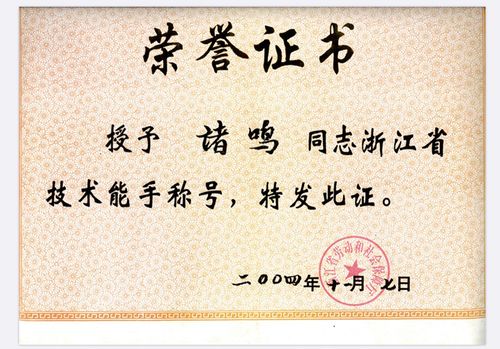 诸鸣的技术能手证书(央广网发 受访者提供)