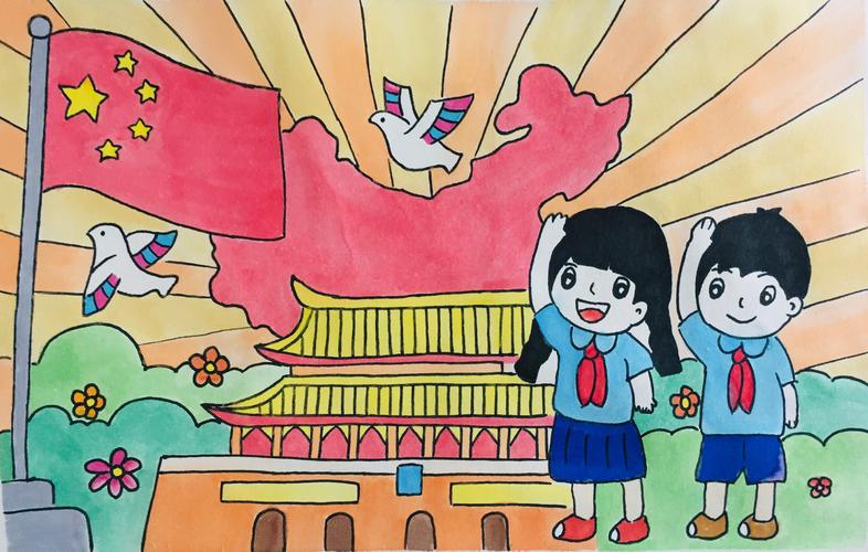 专第二附属幼儿园教师十月美术考核部分作品展示(主题"祖国在我心中")