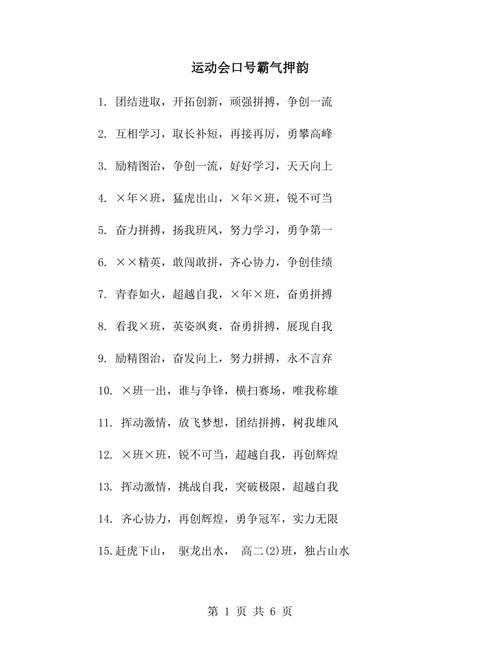 运动会口号霸气押韵