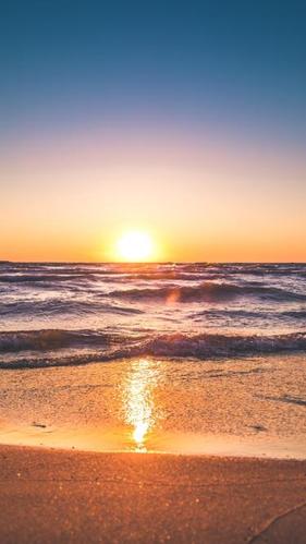 6k手机海景沙滩夕阳黄昏落日热带风景8超高清壁纸