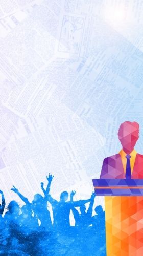 彩色几何剪影演讲论坛海报背景素材