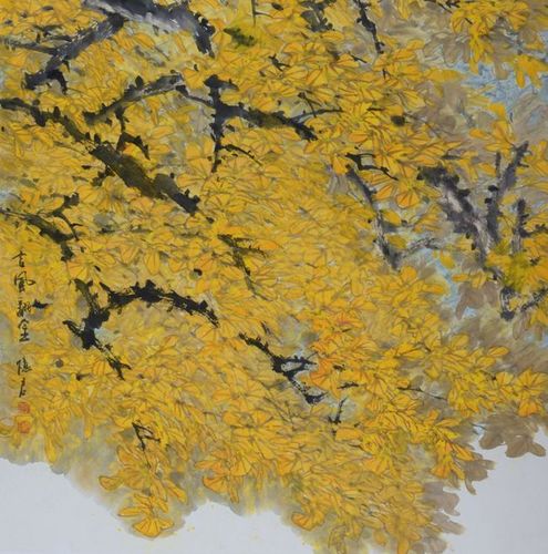 「一日一画」名家名作赏析之画家忆君银杏画第二十五篇