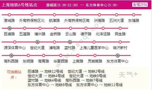 2021上海地铁6号线路图 上海地铁6号线站点图及运营时间表