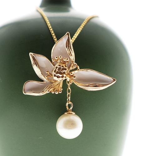 【定制】冰清玉洁系列 女士s925银手绘珐琅荷花吊坠