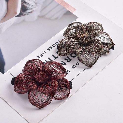 创意款新款花朵韩版女士发夹铜丝发夹抓夹手工制作编织轻奢发饰